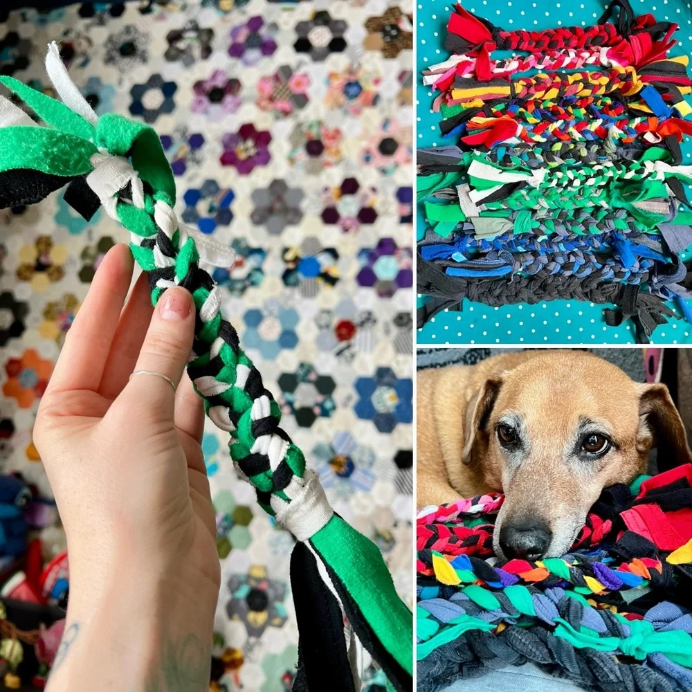 Colorful Dog Tug Toy - Braided Upcycled